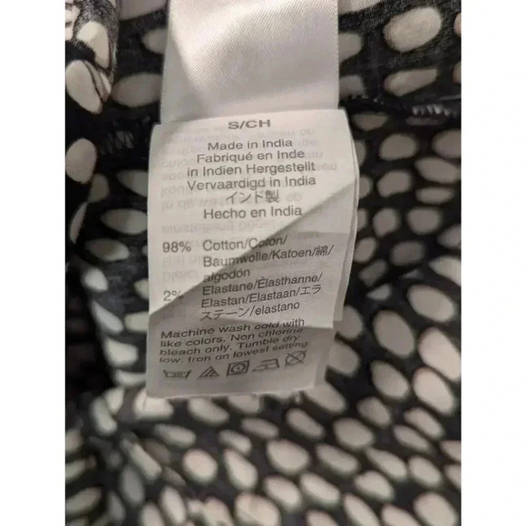 J.Crew Women's Small Button Up Blouse Black with White & Tan Dots Front Pocket - Picture 10 of 10